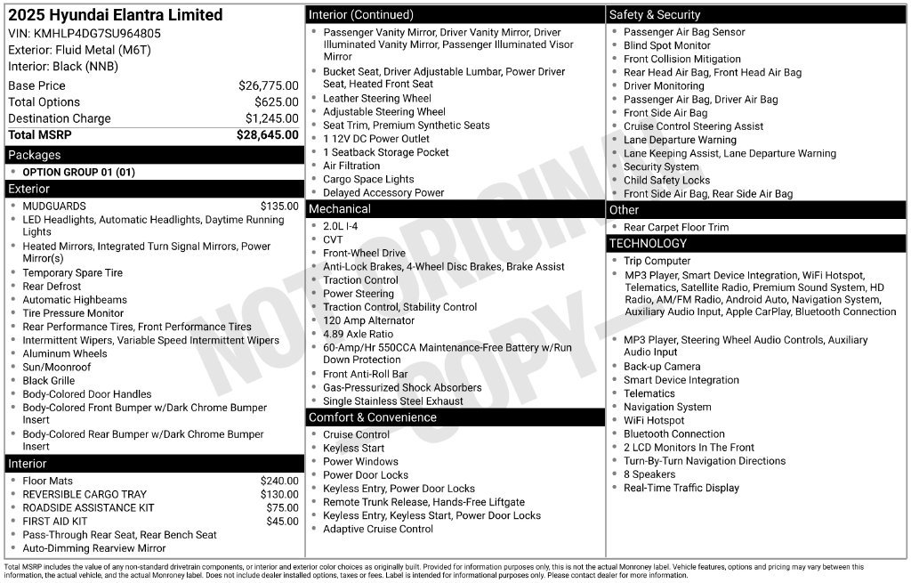 Certified 2025 Hyundai Elantra Limited FWD image 7