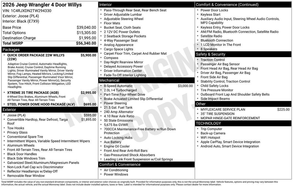 New 2026 Jeep Wrangler Unlimited Sport AWD/4WD image 9