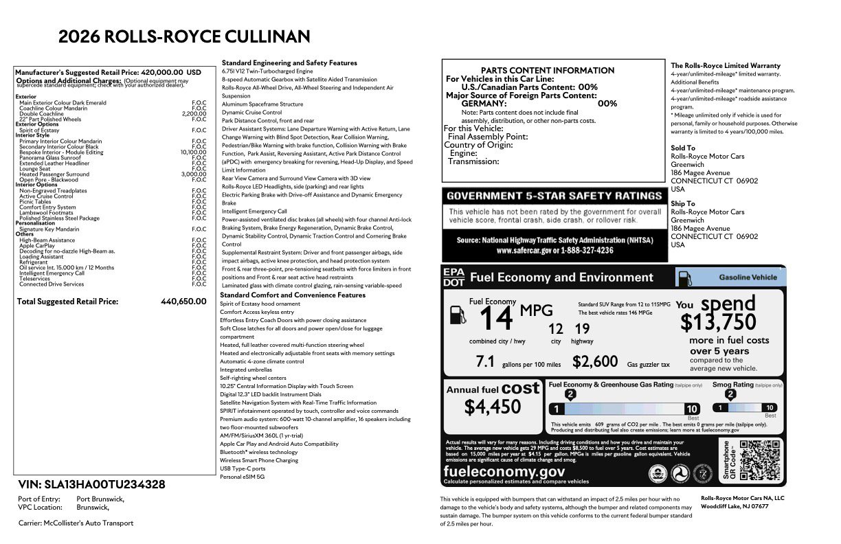 Certified 2026 Rolls-Royce Cullinan AWD/4WD image 40