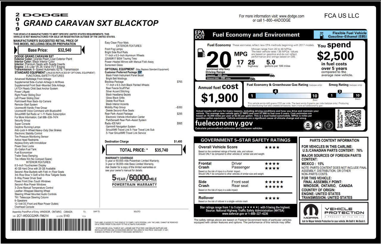 Used 2019 Dodge Grand Caravan SXT w/ Blacktop Package image 8