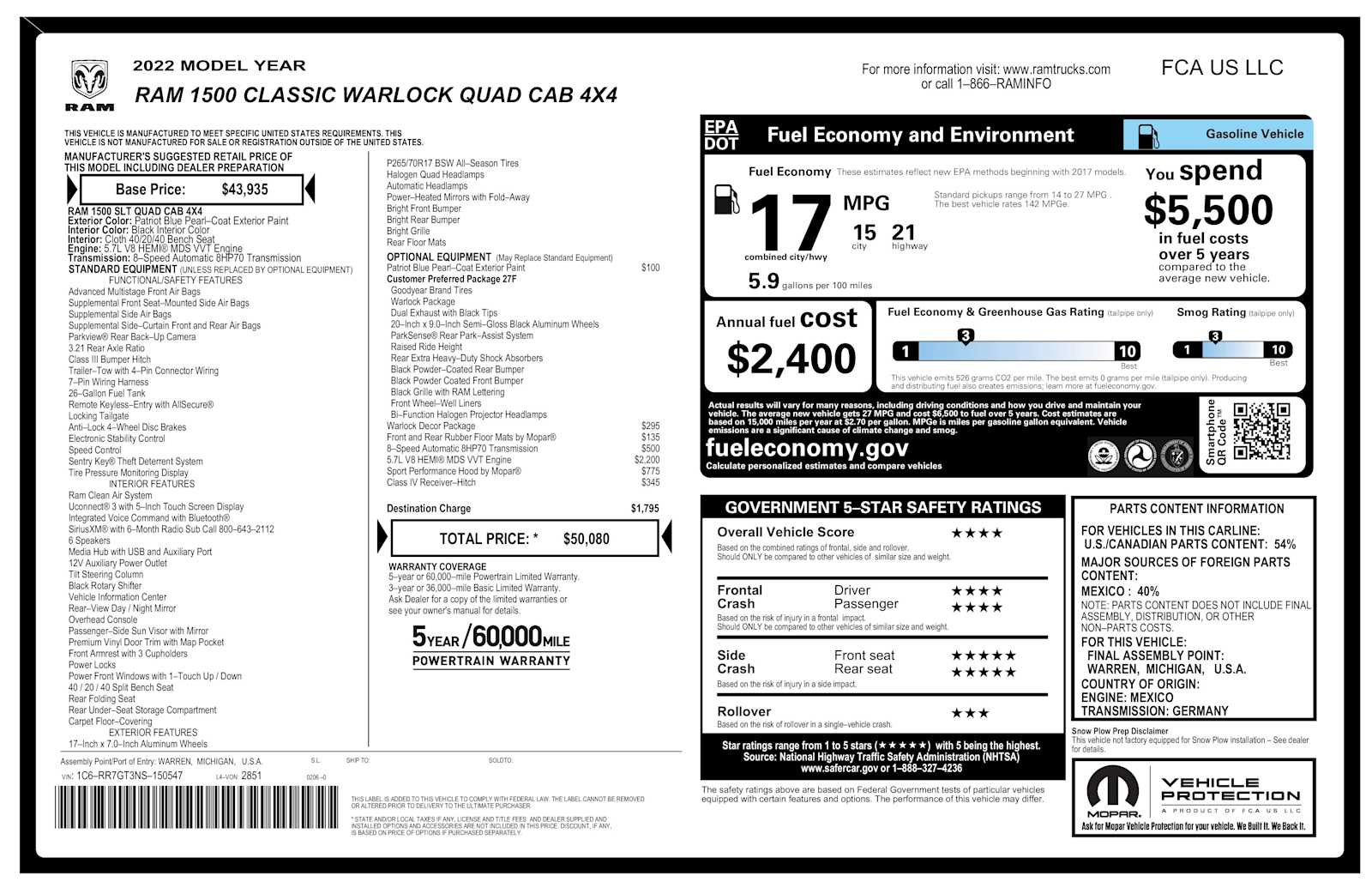 Used 2022 RAM 1500 Warlock w/ Warlock Decor Package AWD/4WD image 31