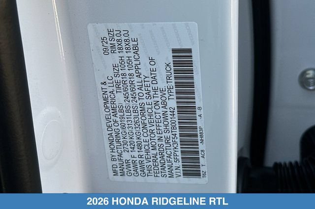 New 2026 Honda Ridgeline RTL image 34