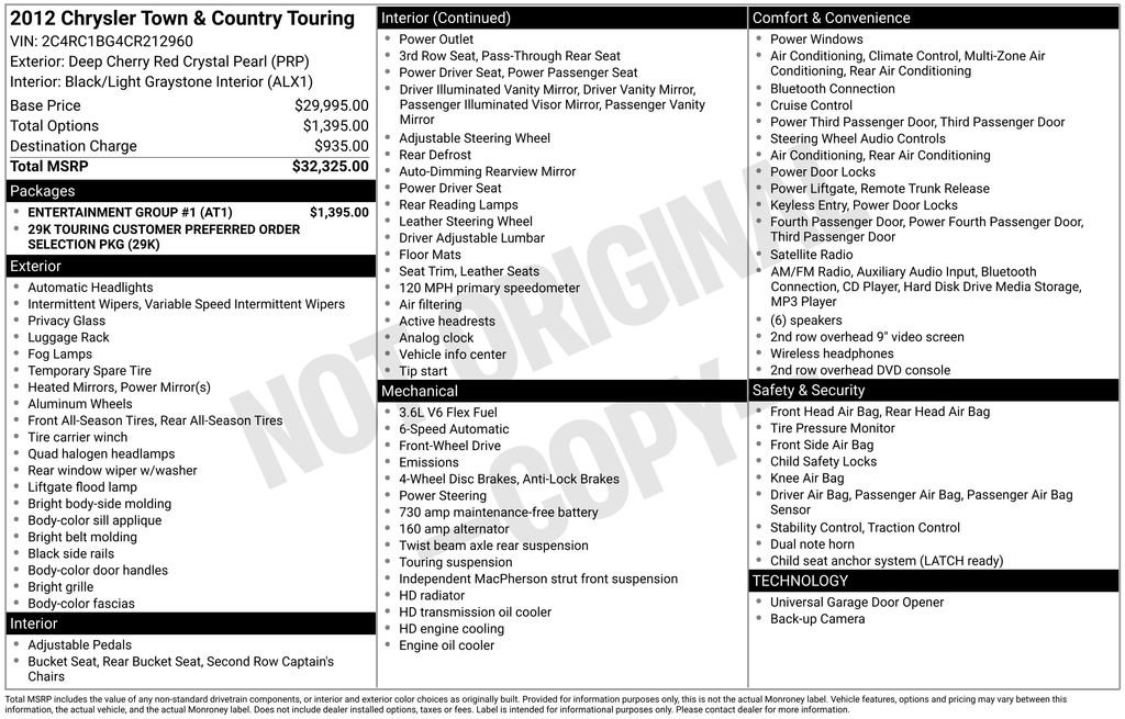 Used 2012 Chrysler Town & Country Touring w/ Entertainment Group #1 image 19