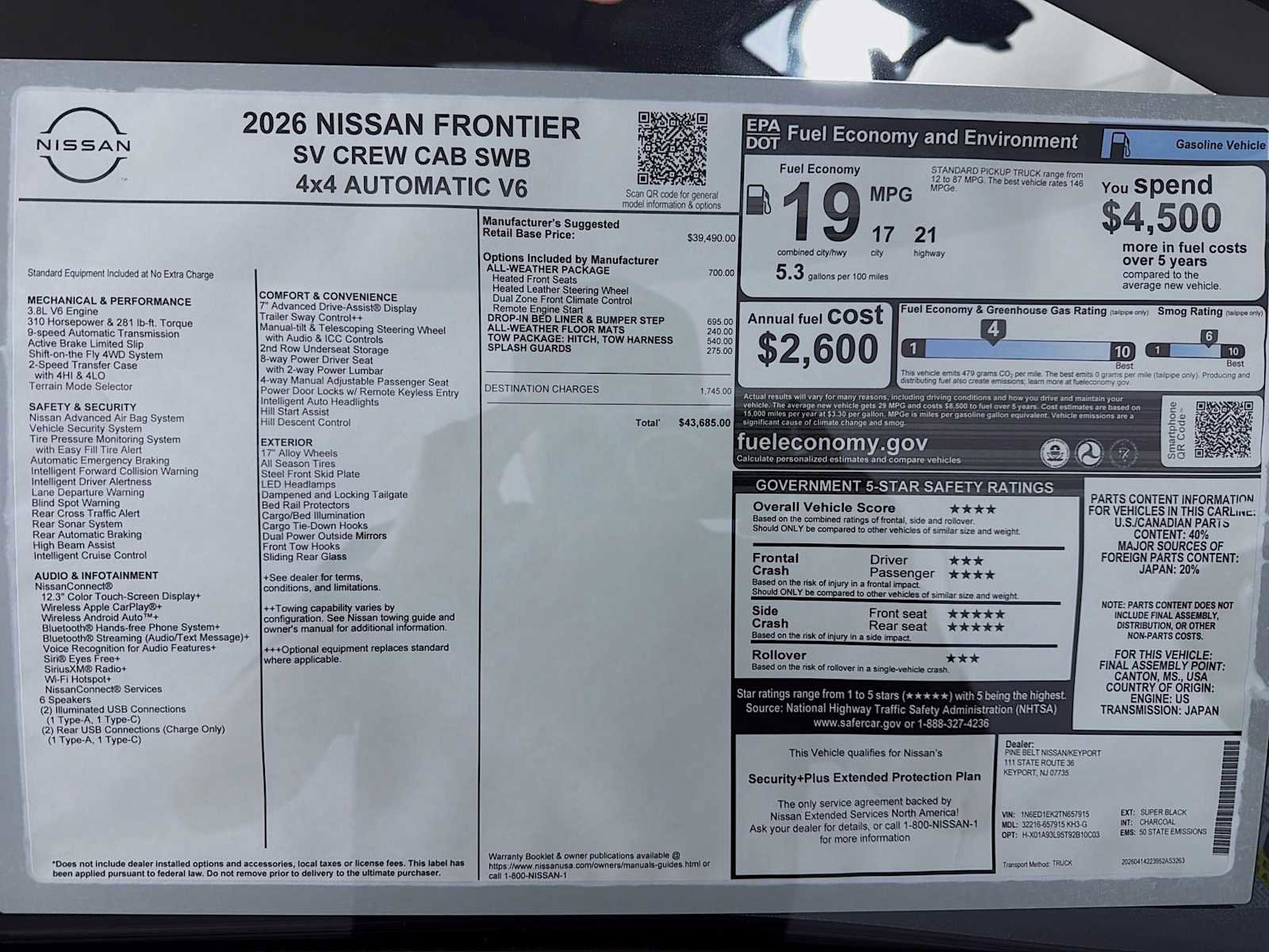 New 2026 Nissan Frontier SV AWD/4WD image 6