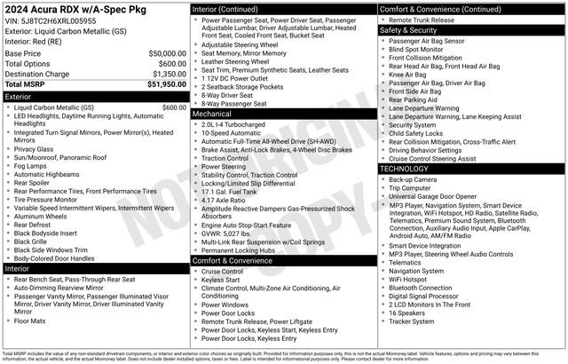 Certified 2024 Acura RDX w/ Advance Package AWD/4WD image 34