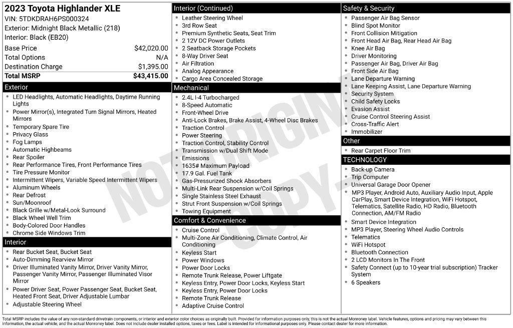 Used 2023 Toyota Highlander XLE FWD image 5