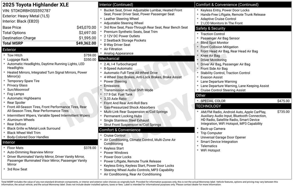 Used 2025 Toyota Highlander XLE AWD/4WD image 23