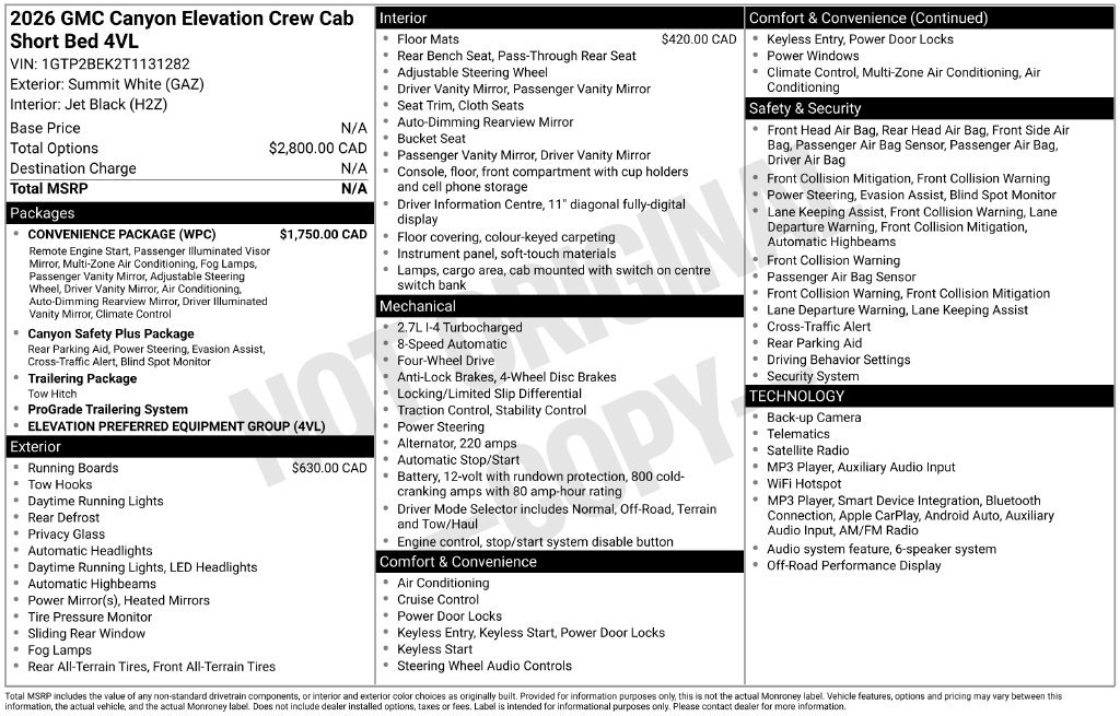 Used 2026 GMC Canyon Elevation w/ Convenience Package AWD/4WD image 67