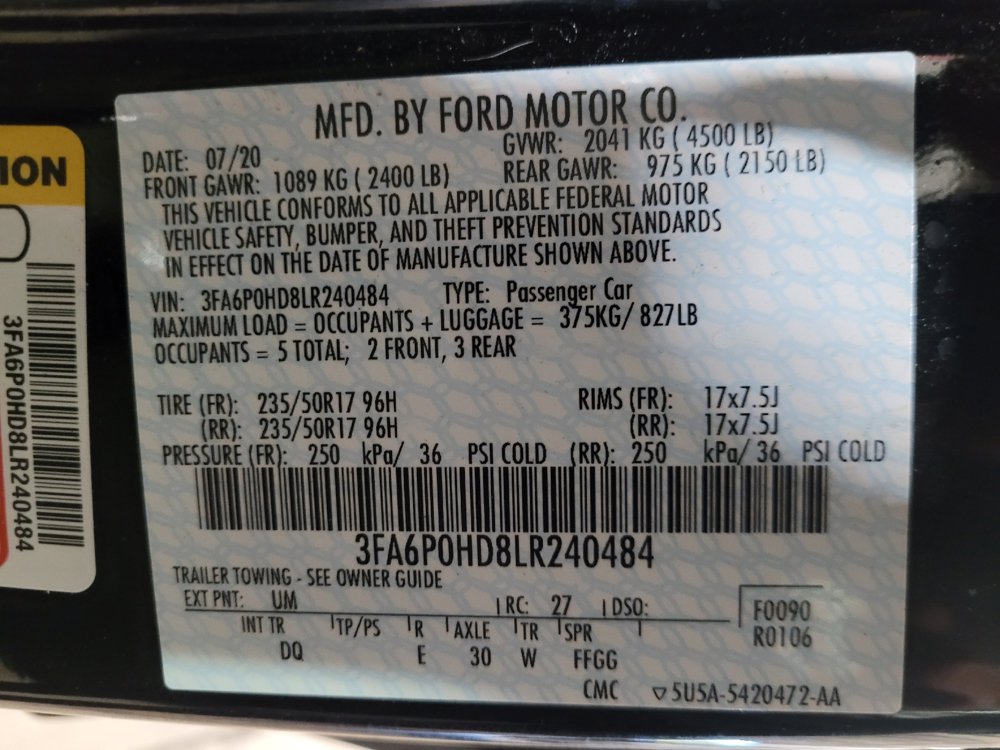 Used 2020 Ford Fusion SE w/ Fleet SE Value Package FWD image 33