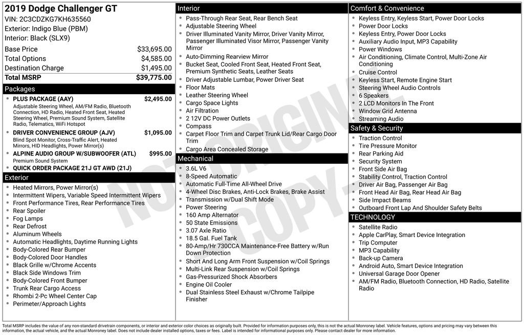 Used 2019 Dodge Challenger GT w/ Plus Package