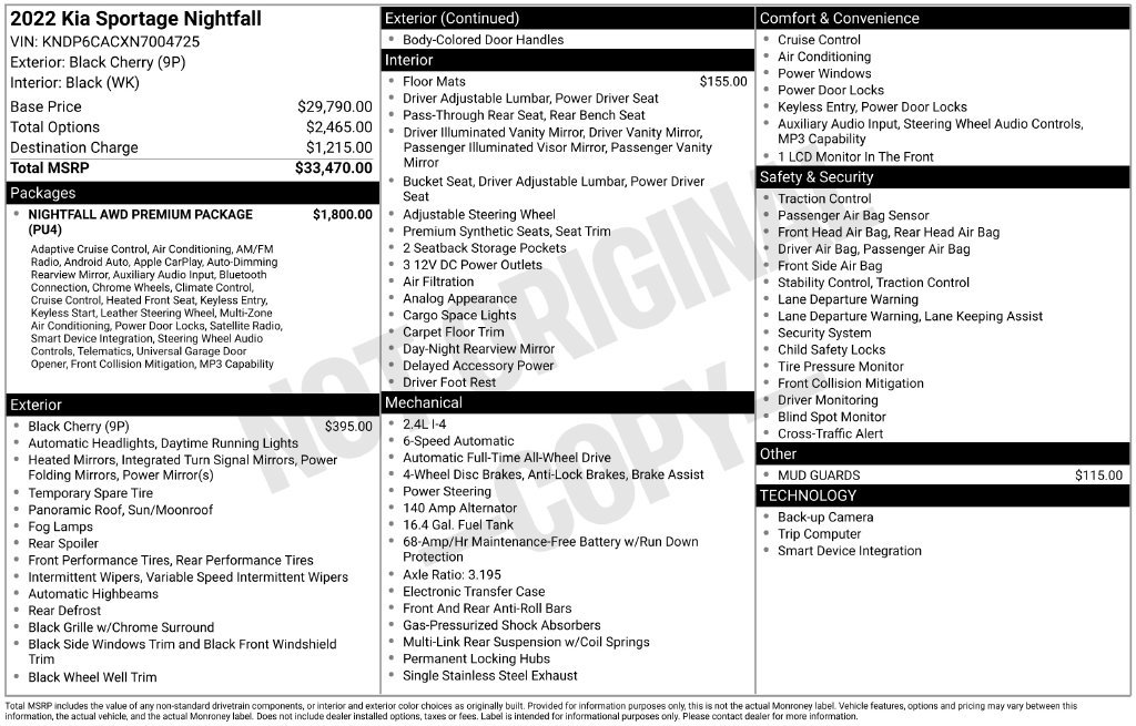 Used 2022 Kia Sportage Nightfall Edition w/ Nighfall AWD Premium Package image 31