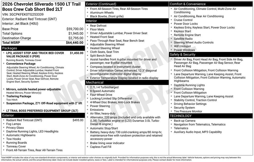 New 2026 Chevrolet Silverado 1500 LT Trail Boss AWD/4WD image 5