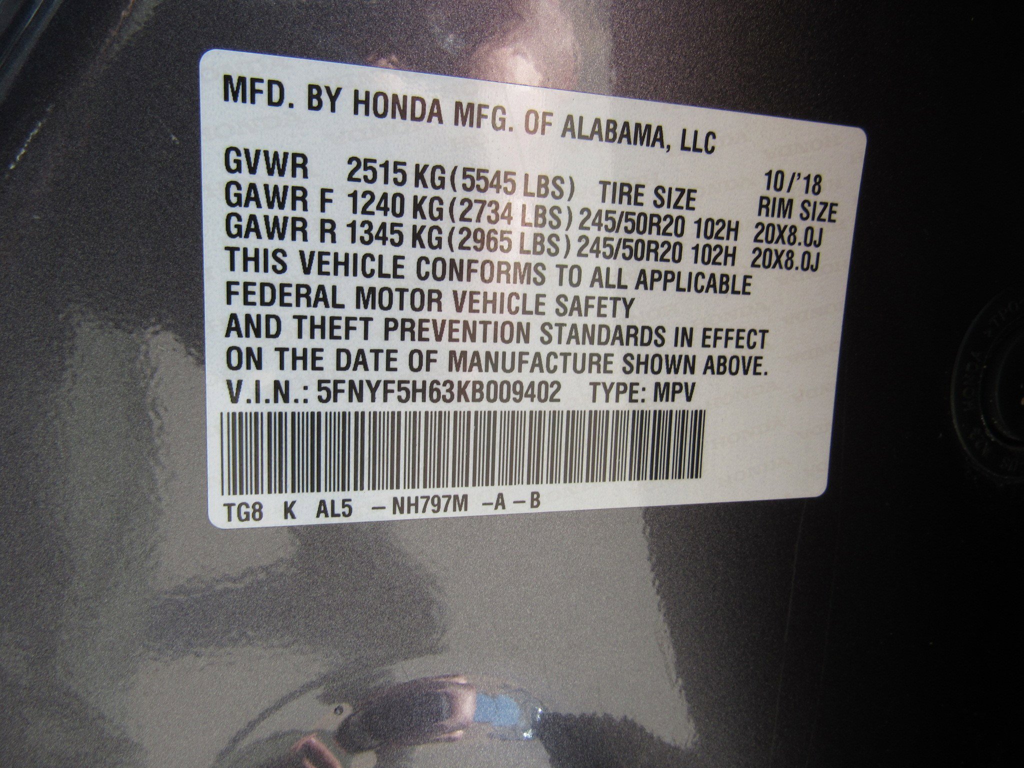 Certified 2019 Honda Pilot Touring image 32