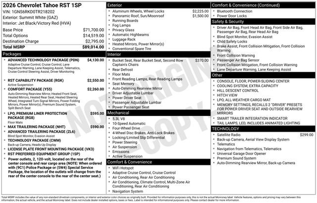 New 2026 Chevrolet Tahoe RST w/ Advanced Technology Package image 33