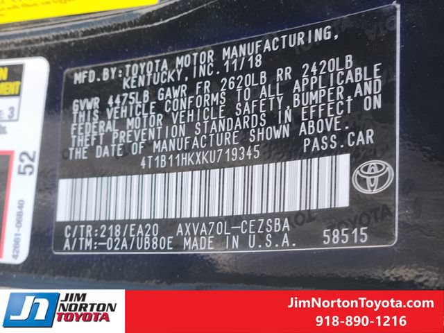 Used 2019 Toyota Camry SE w/ Convenience Package FWD image 33