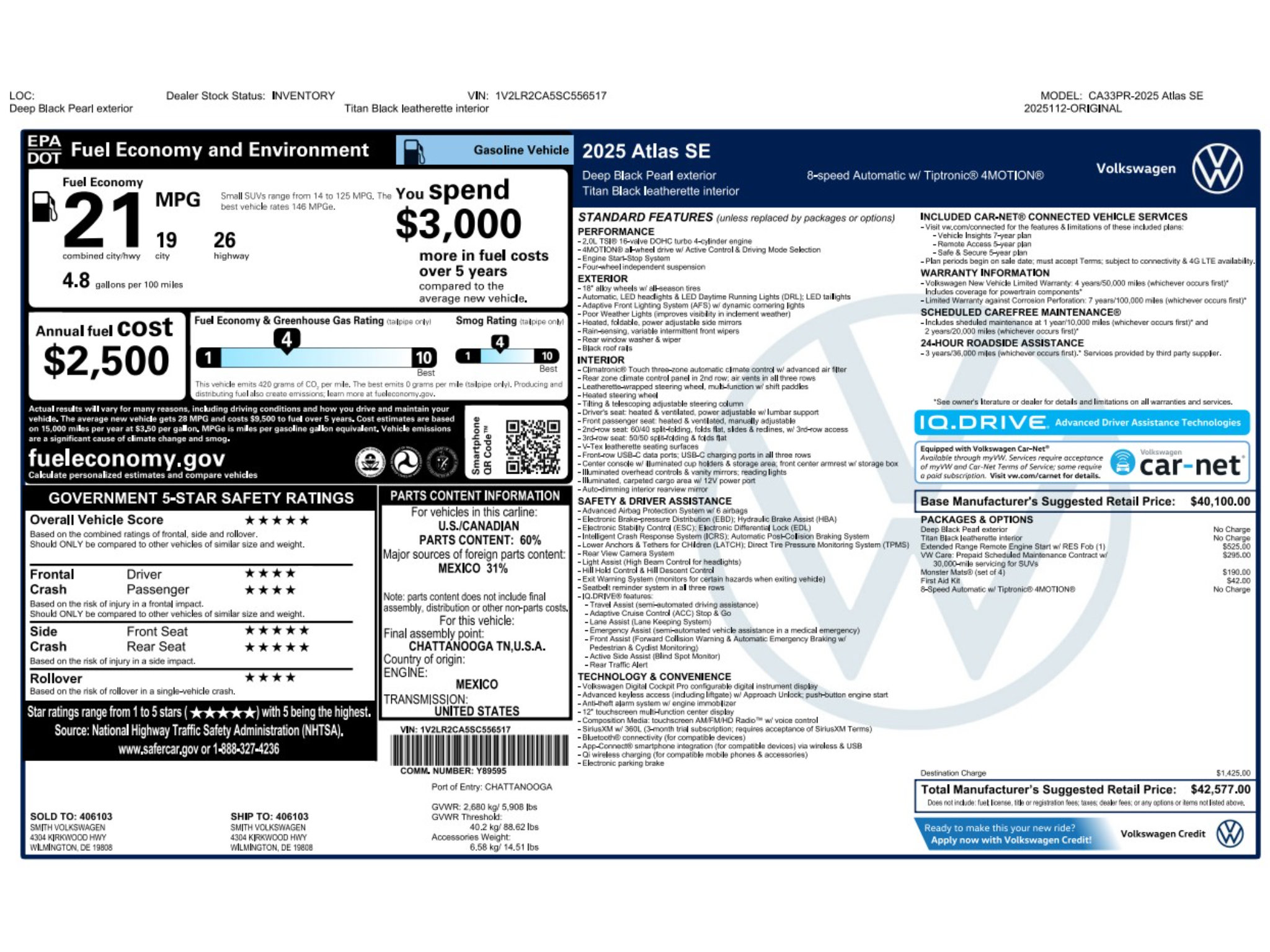 Used 2025 Volkswagen Atlas SE AWD/4WD image 8