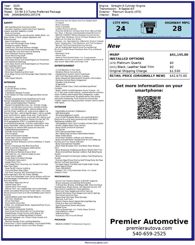 Used 2025 MAZDA CX-90 3.3 Turbo w/ Preferred Package image 3