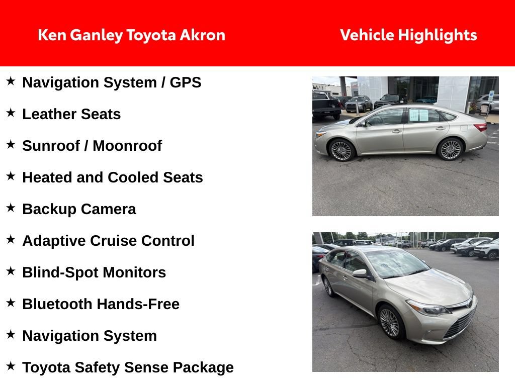 Used 2016 Toyota Avalon Limited w/ Toyota Safety Sense Package FWD image 2