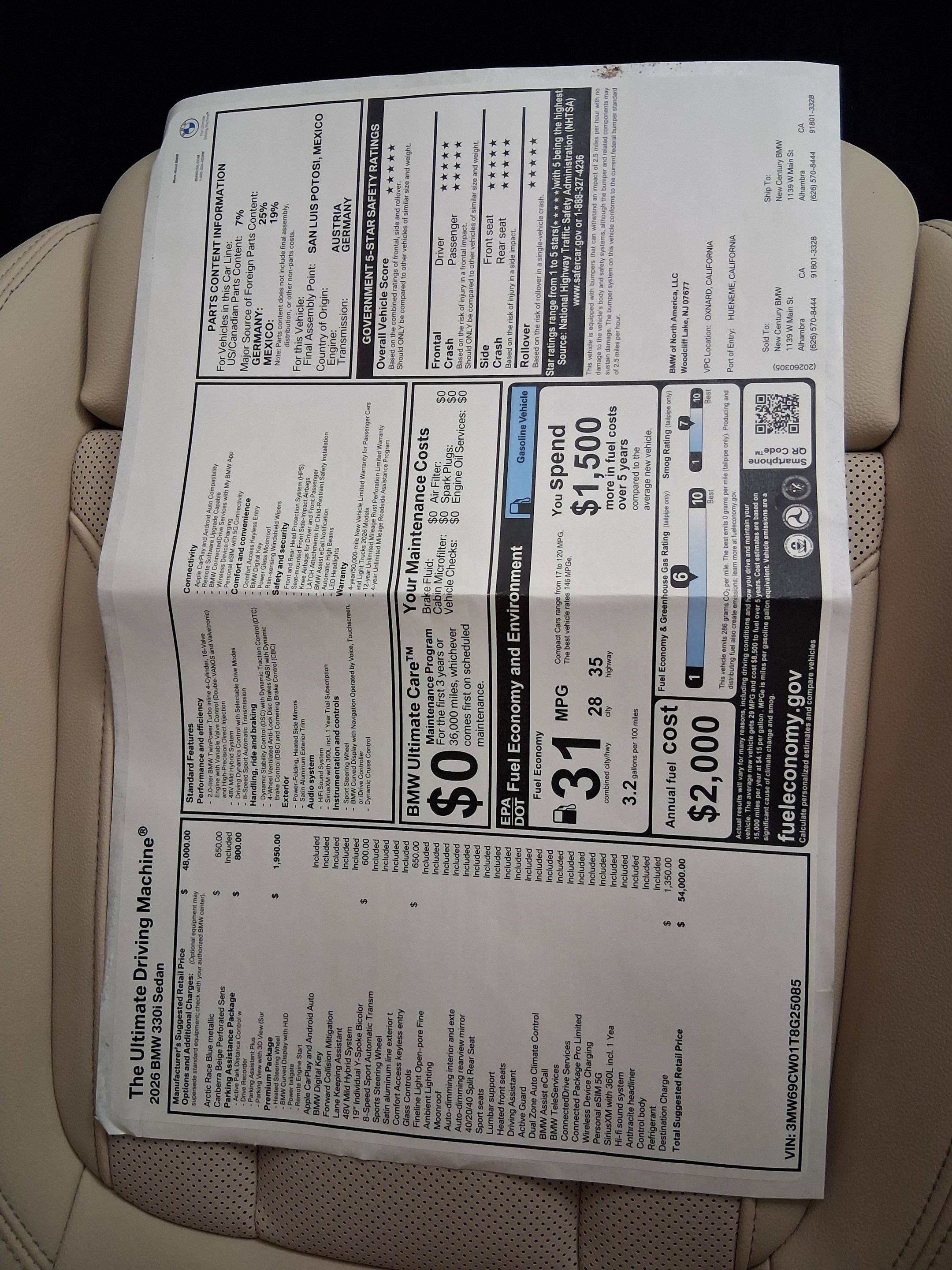 New 2026 BMW 330i Sedan w/ Premium Package RWD image 31