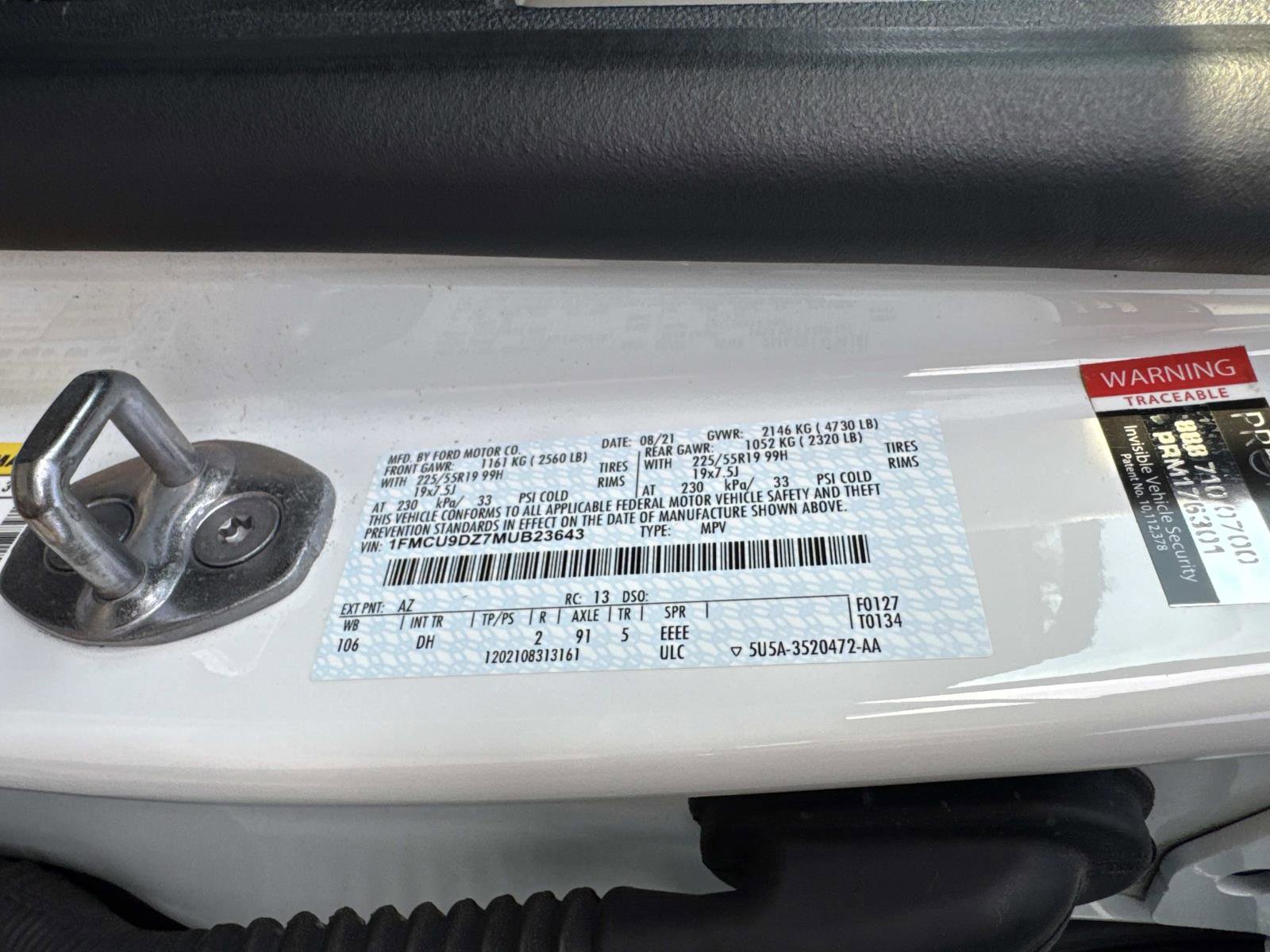 Certified 2021 Ford Escape Titanium w/ Titanium Elite Package image 19