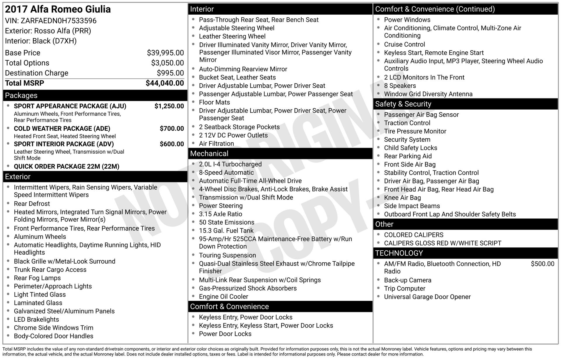 Used 2017 Alfa Romeo Giulia AWD w/ Sport Appearance Package image 3