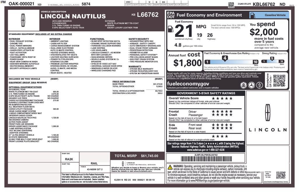 Used 2019 Lincoln Nautilus Reserve AWD/4WD image 54