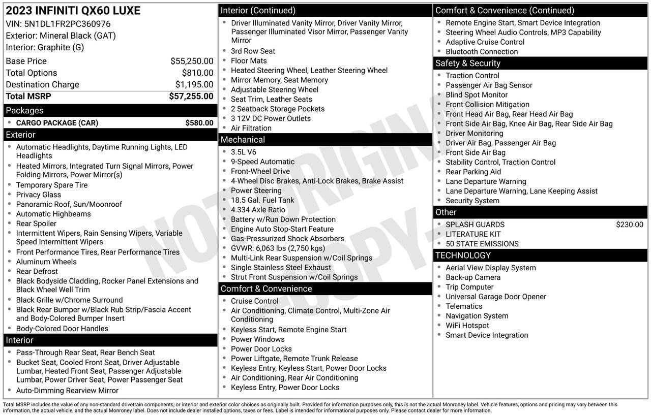 Used 2023 INFINITI QX60 Luxe w/ Cargo Package FWD image 38