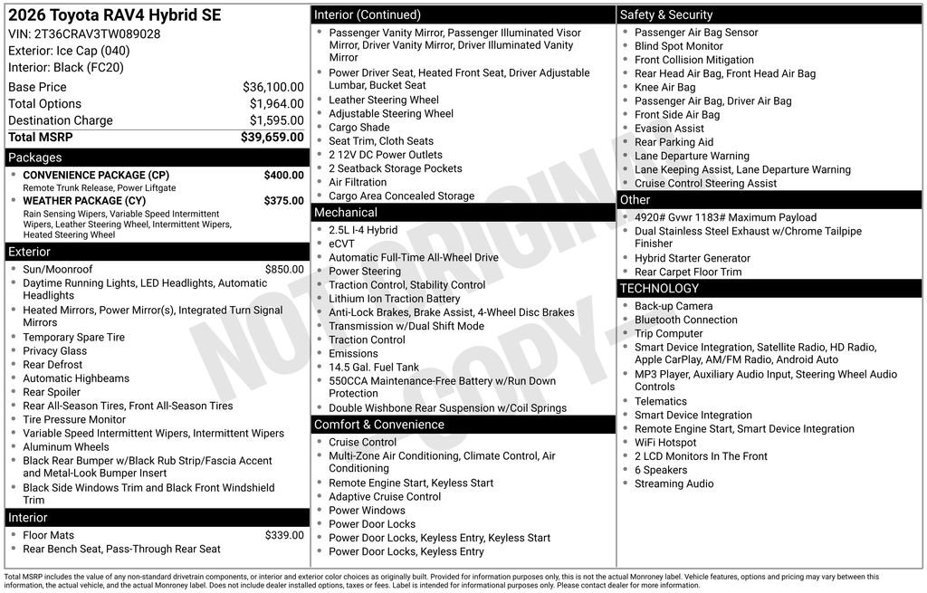 Used 2026 Toyota RAV4 SE w/ Convenience Package AWD/4WD image 14
