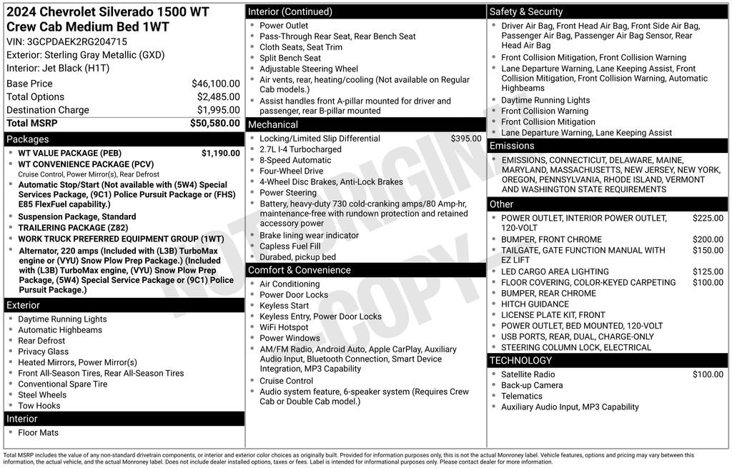 Used 2024 Chevrolet Silverado 1500 W/T w/ WT Value Package image 24