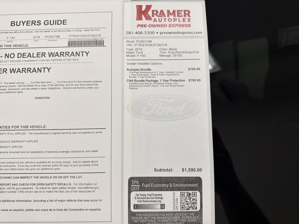 Used 2018 Ford F150 Lariat w/ Equipment Group 502A Luxury AWD/4WD image 35