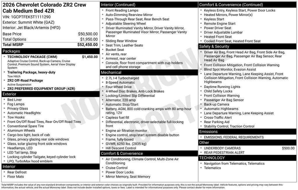 New 2026 Chevrolet Colorado ZR2 w/ Technology Package image 4