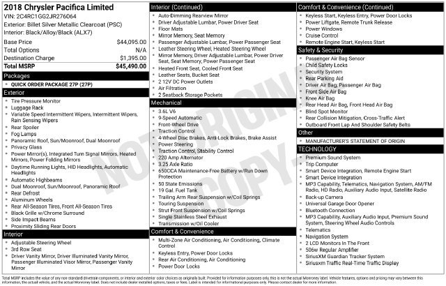 Used 2018 Chrysler Pacifica Limited FWD image 39