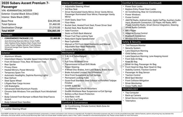 Used 2020 Subaru Ascent Premium w/ Convenience Package image 41