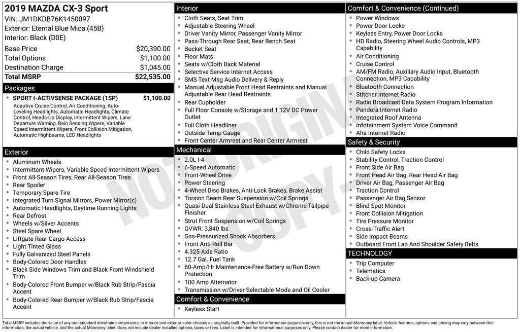 Used 2019 MAZDA CX-3 Sport w/ Sport I-ACTIVSENSE Package image 6