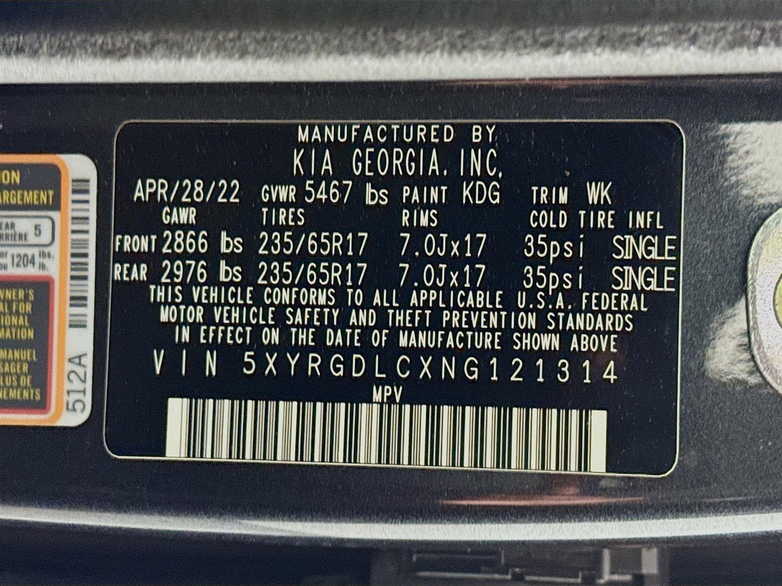 Certified 2022 Kia Sorento LX image 30