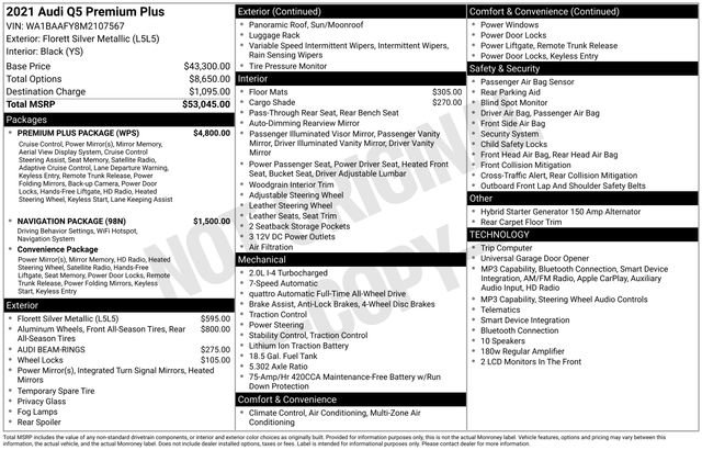 Certified 2021 Audi Q5 Premium w/ Premium Plus Package AWD/4WD image 44