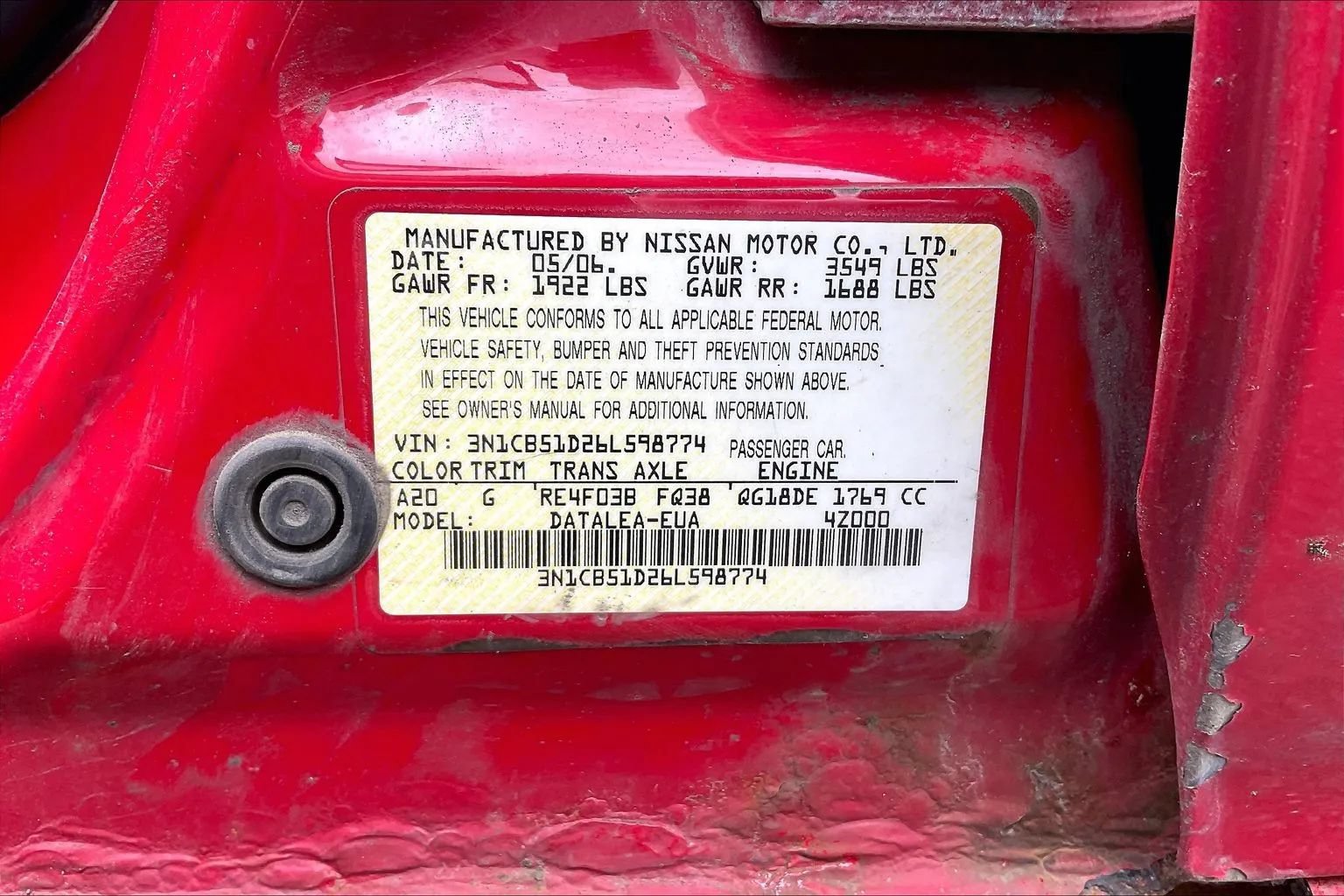 Used 2006 Nissan Sentra 1.8 S w/ (S04) 1.8S Special Editto Pkg FWD image 7