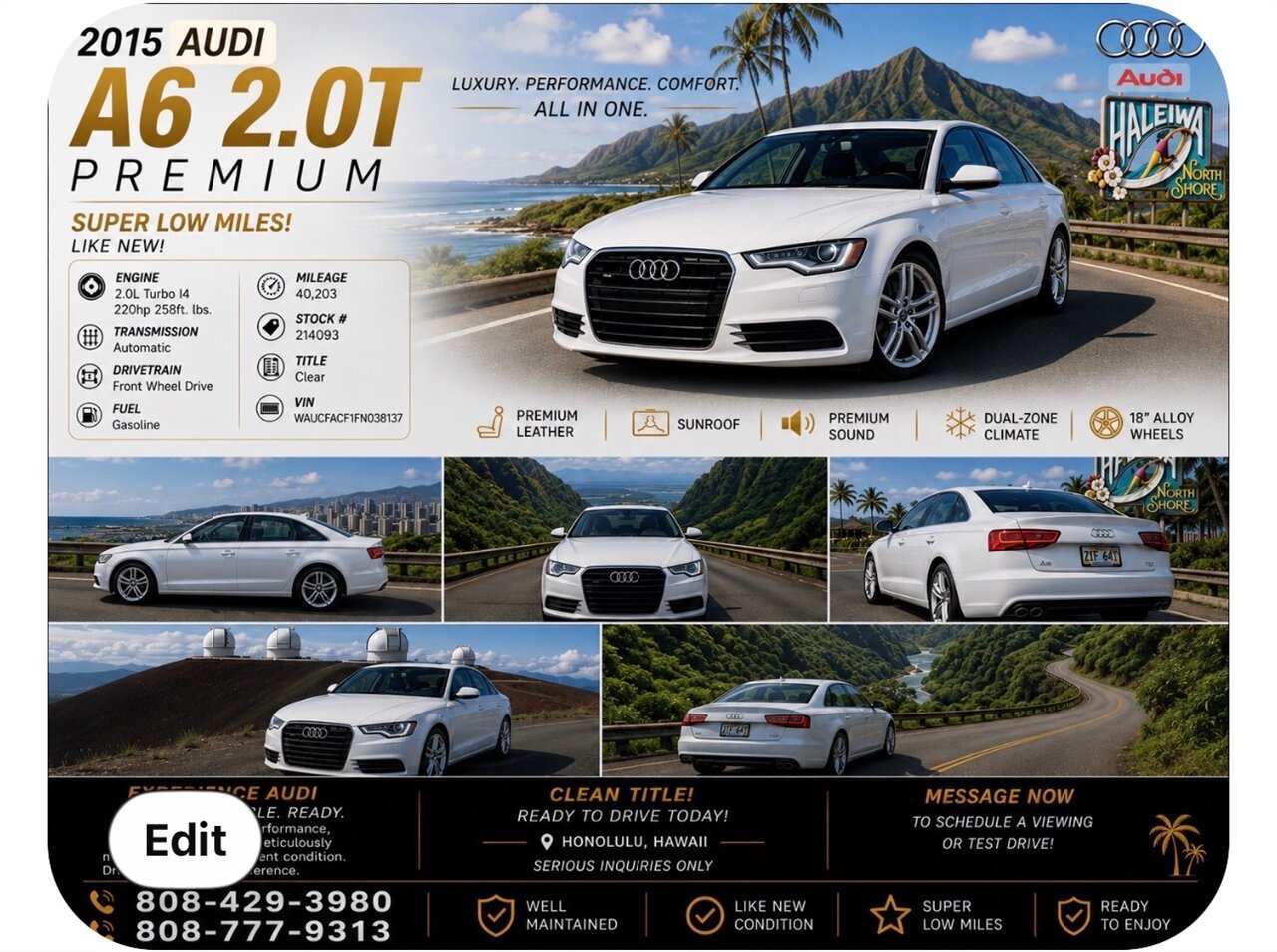 Used 2015 Audi A6 2.0T Premium