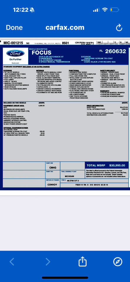 Used 2015 Ford Focus ST w/ Equipment Group 402A image 37