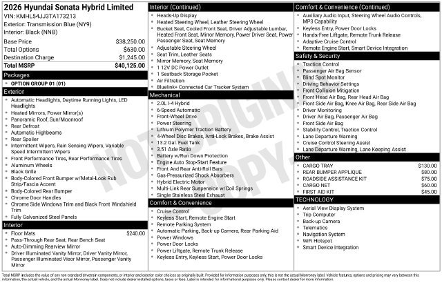 New 2026 Hyundai Sonata Limited FWD image 33