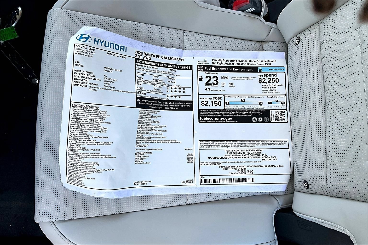 New 2026 Hyundai Santa Fe Calligraphy AWD/4WD image 16