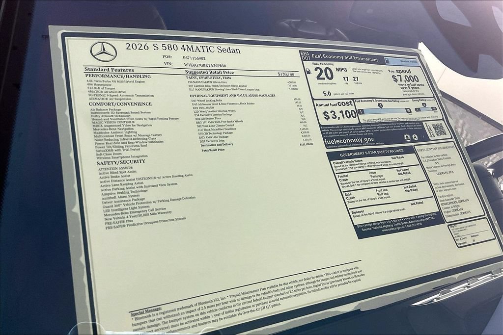 New 2026 Mercedes-Benz S 580 4MATIC Sedan image 13