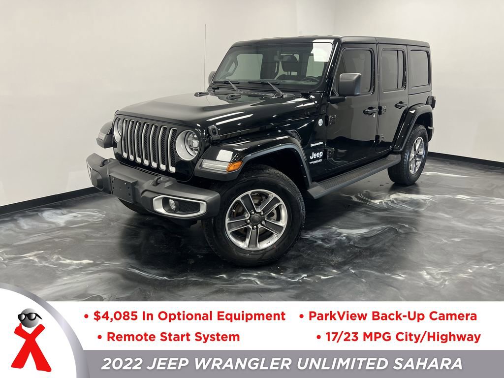Used 2022 Jeep Wrangler Unlimited Sahara w/ LED Lighting Group image 1