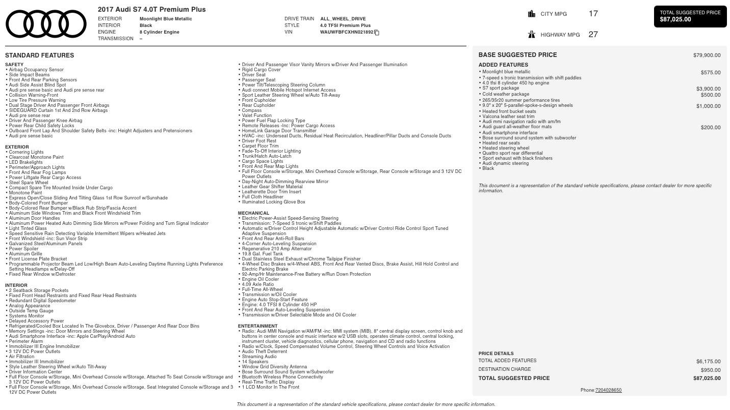 Used 2017 Audi S7 Premium Plus image 2