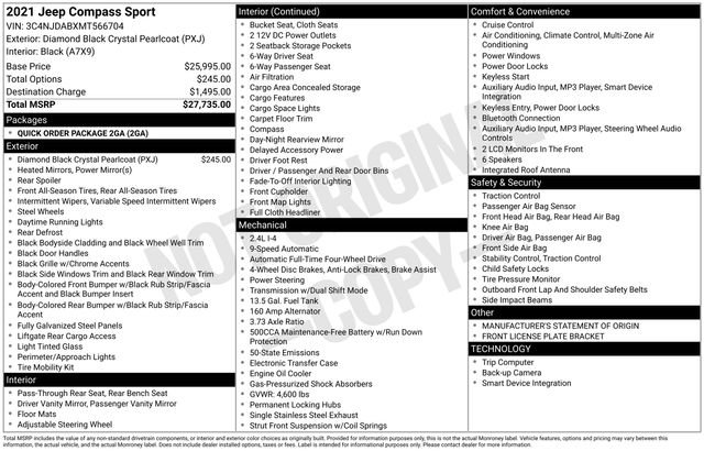 Used 2021 Jeep Compass Sport image 43