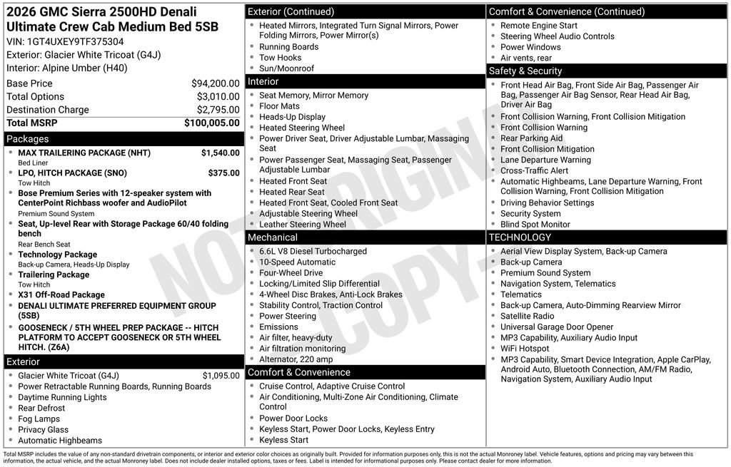New 2026 GMC Sierra 2500 Denali Ultimate w/ Max Trailering Package AWD/4WD image 10