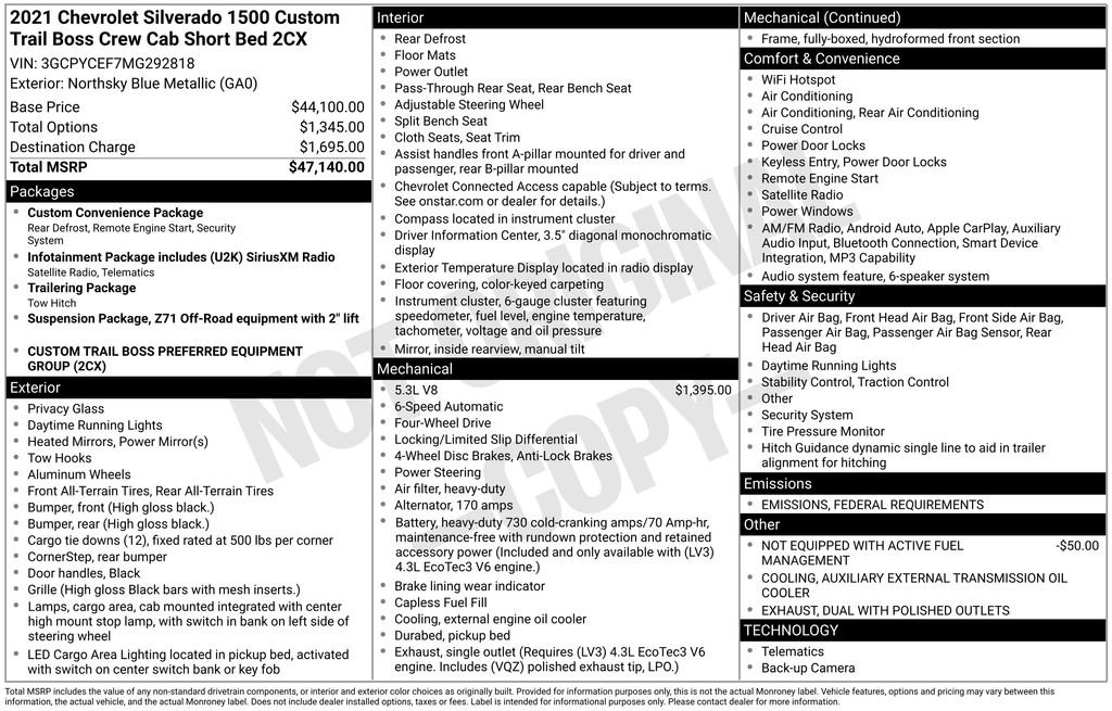 Used 2021 Chevrolet Silverado 1500 Custom Trail Boss image 6