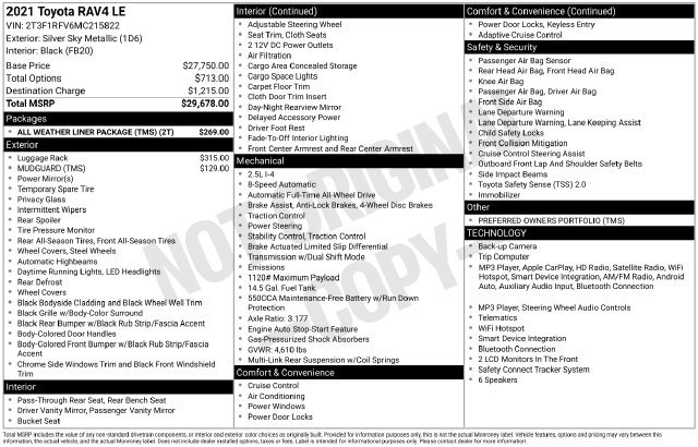 Certified 2021 Toyota RAV4 LE AWD/4WD image 32