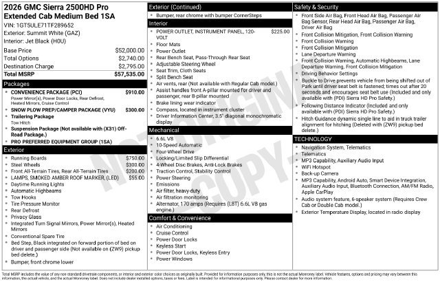 New 2026 GMC Sierra 2500 Pro w/ Convenience Package AWD/4WD image 26