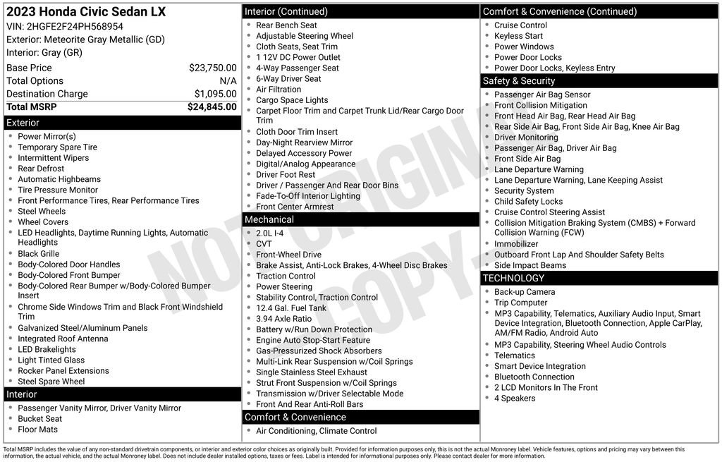Certified 2023 Honda Civic LX image 29